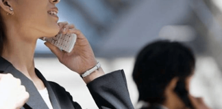 woman on a cell-phone in Italy