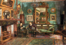 Biography and art works of Dante Gabriel Rossetti Henry_Treffry_Dunn_Rossetti_and_Dunton_at_16_Cheyne_Walk
