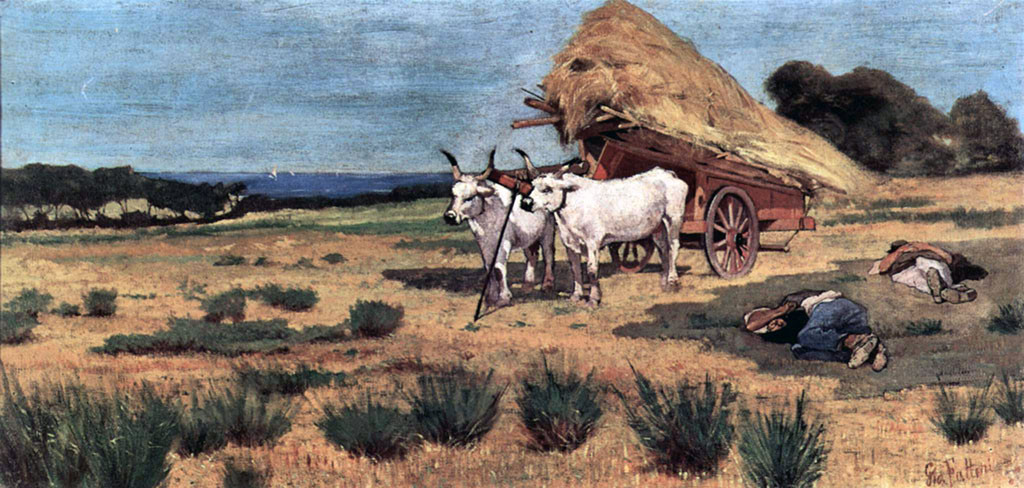 Pause in the Maremma with farmers and ox-cart, 1873–75