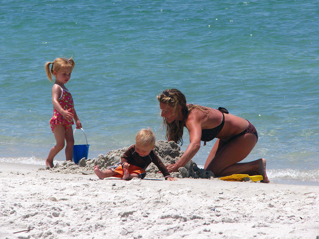 family on the beach