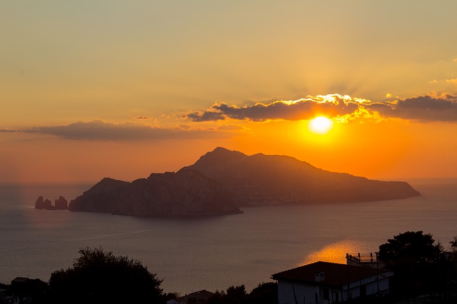 italy, sunset, capri