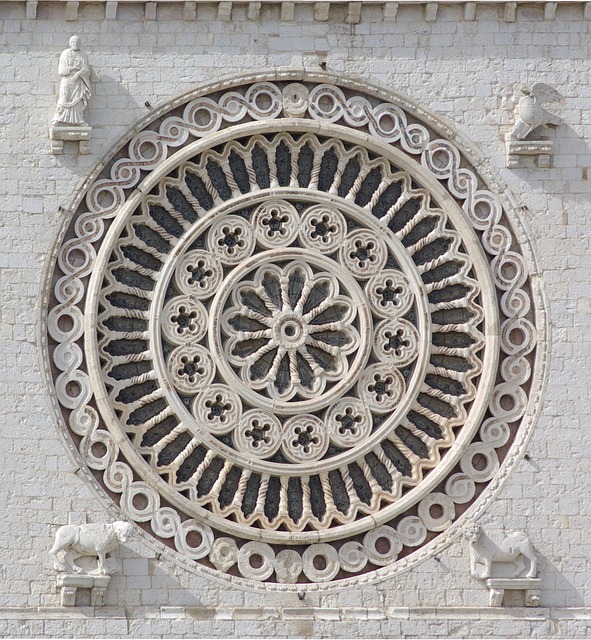 rosette, rose window, basilica of san francesco