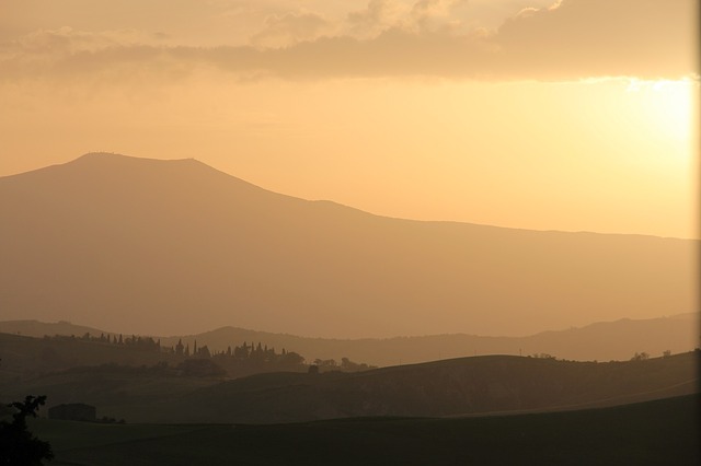 sunset, tuscany, italy