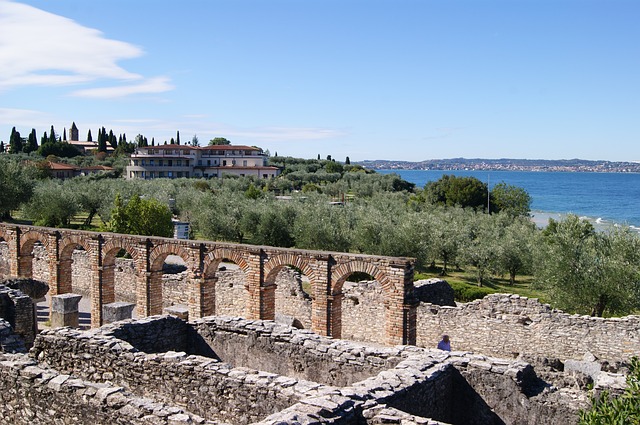 landscape, olive grove, the ruins of the