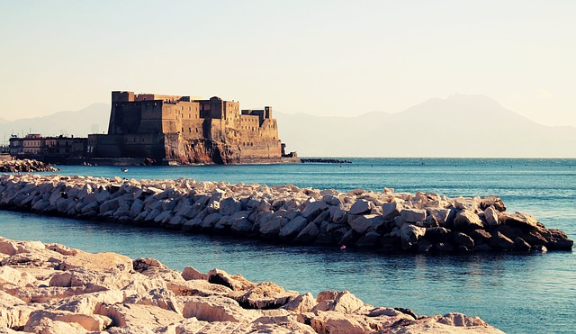 naples, sea, castle