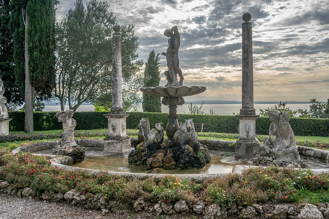 statue, fountain, garden