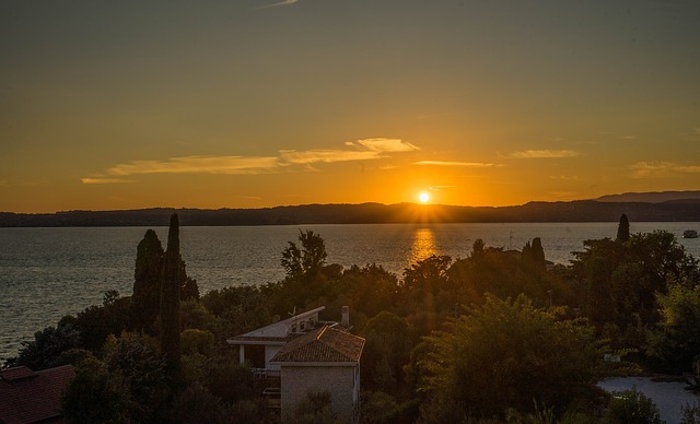 sunset, lake garda, italy