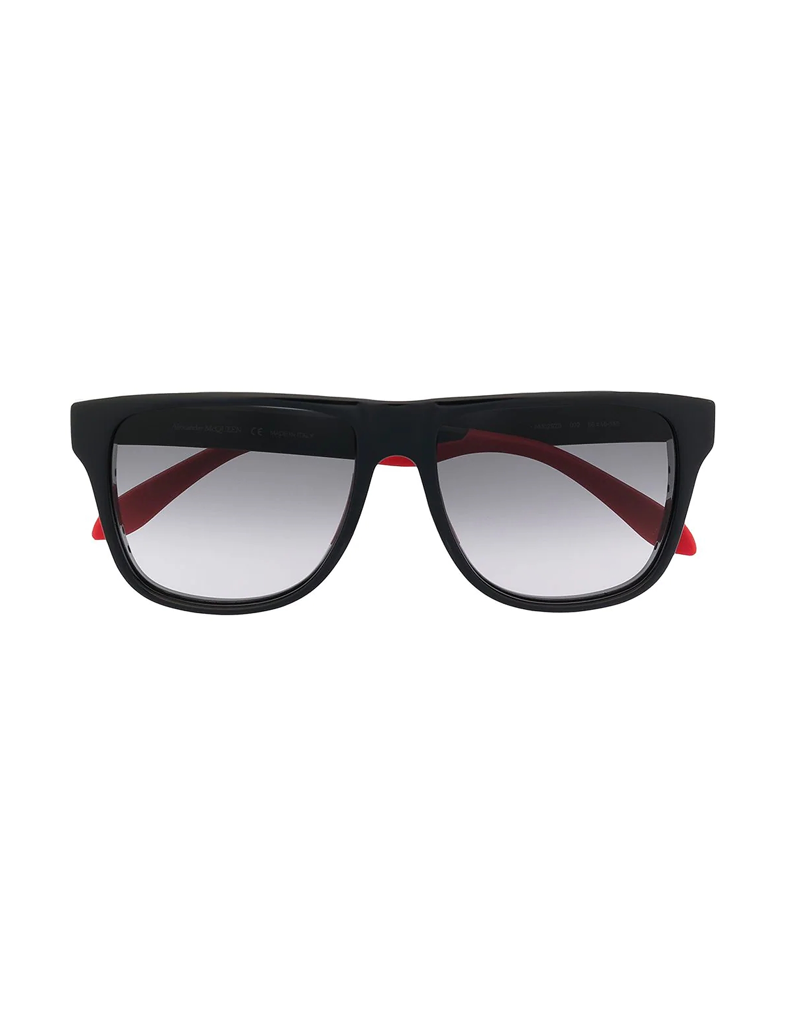 Alexander McQueen Sunglasses AM0292S Black/Red Rubber and Acetate Square Frame Unisex Sunglasses