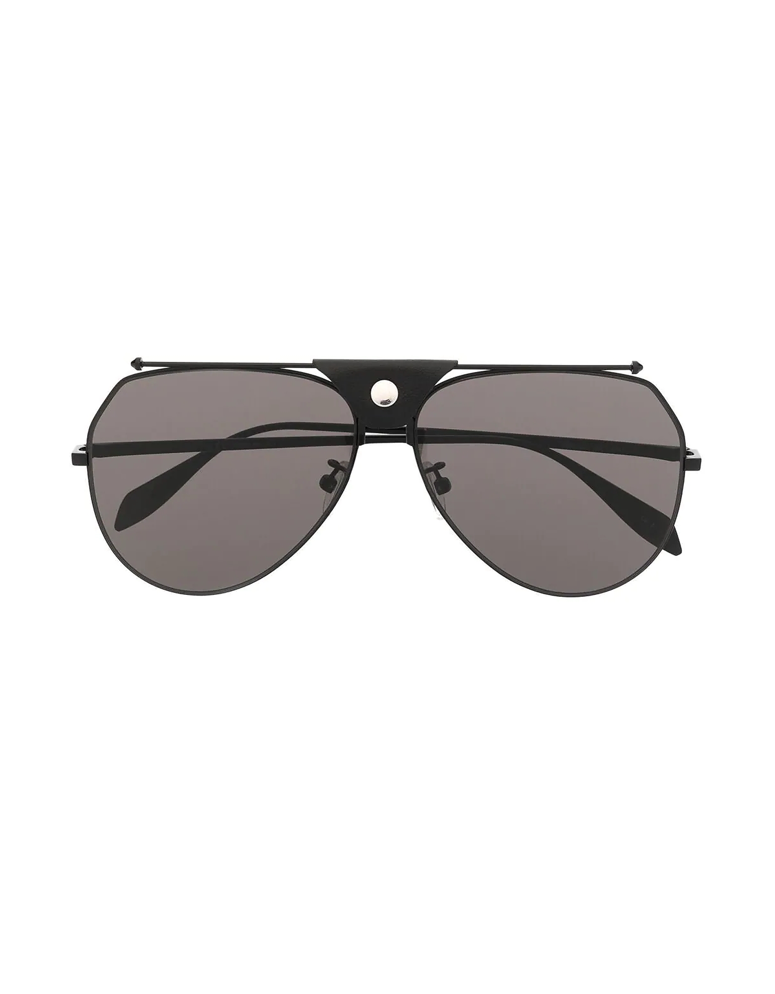 Alexander McQueen Sunglasses AM0316S Black Aviator Metal Frame Unisex Sunglasses