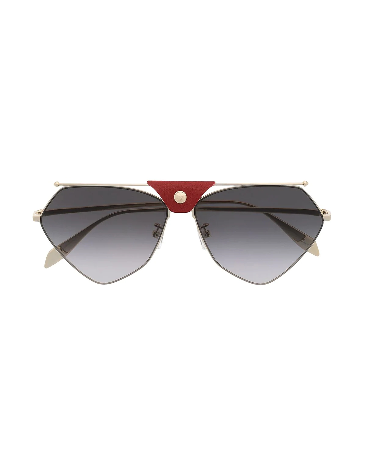Alexander McQueen Sunglasses AM0317S GOLD Snap-detail Metal & Leather Unisex Sunglasses