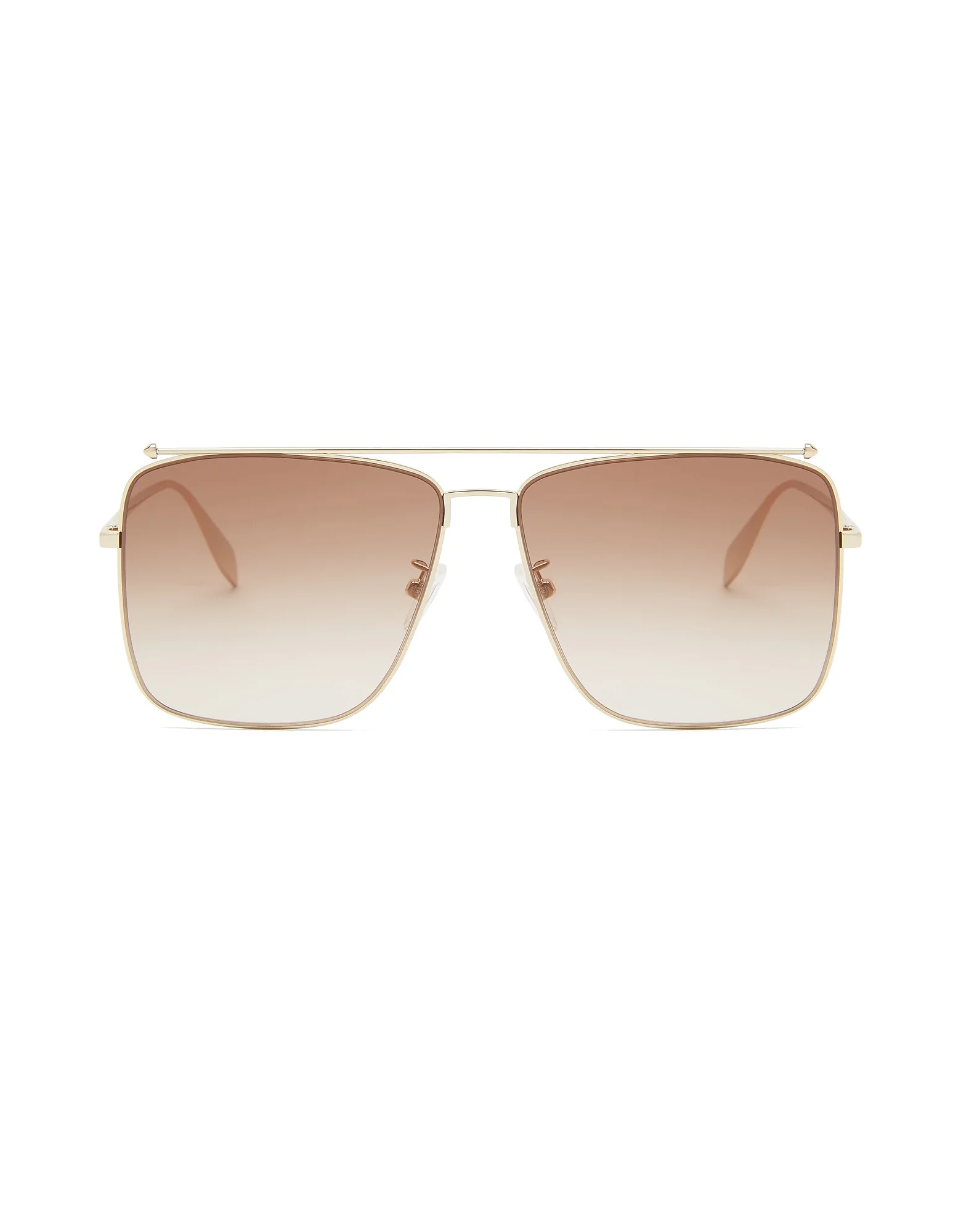 Alexander McQueen Sunglasses AM0318S Gold Metal Frame Square Unisex Sunglasses