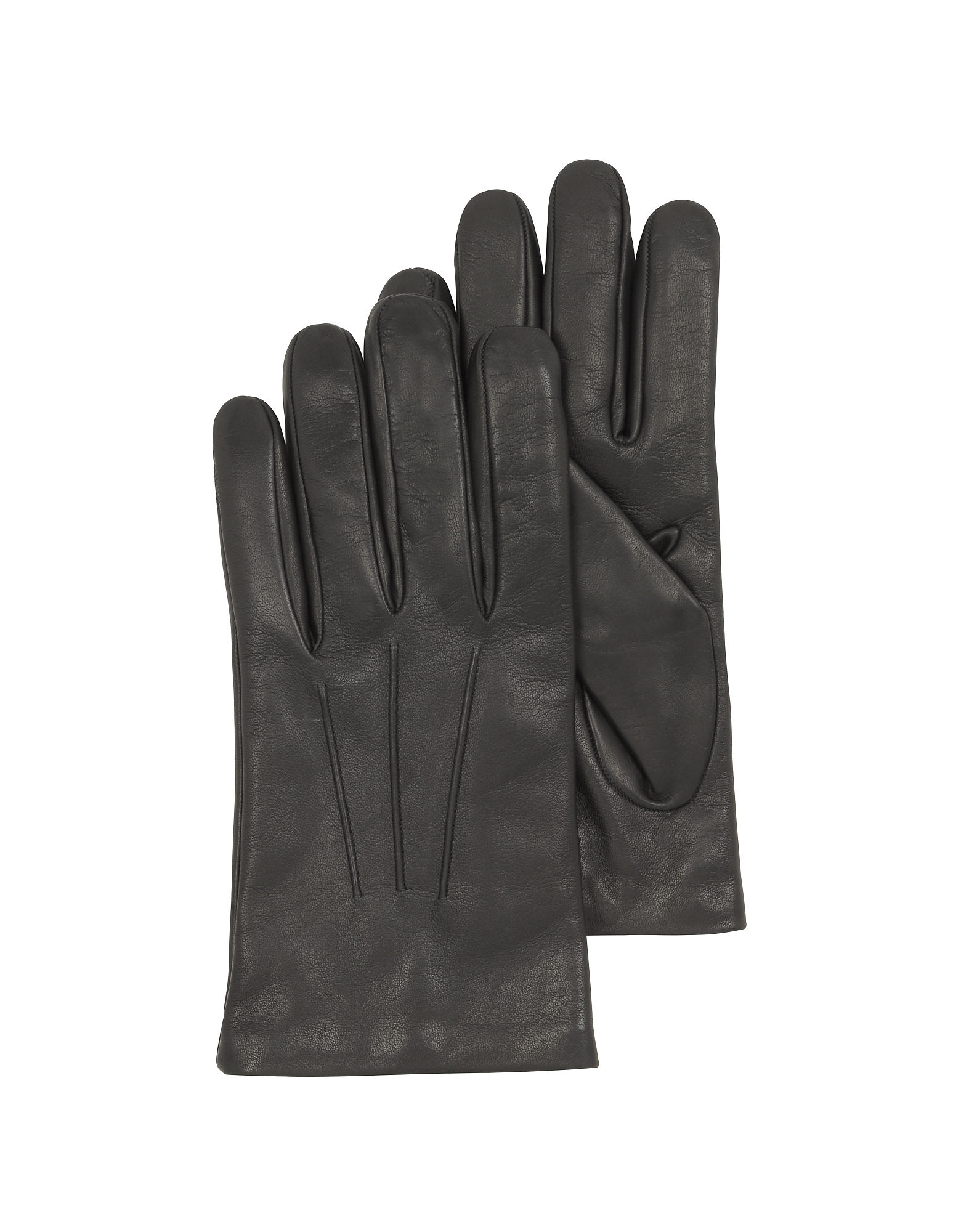 Forzieri Men's Gloves Black Leather Handmade Men's Gloves w/Wool Lining