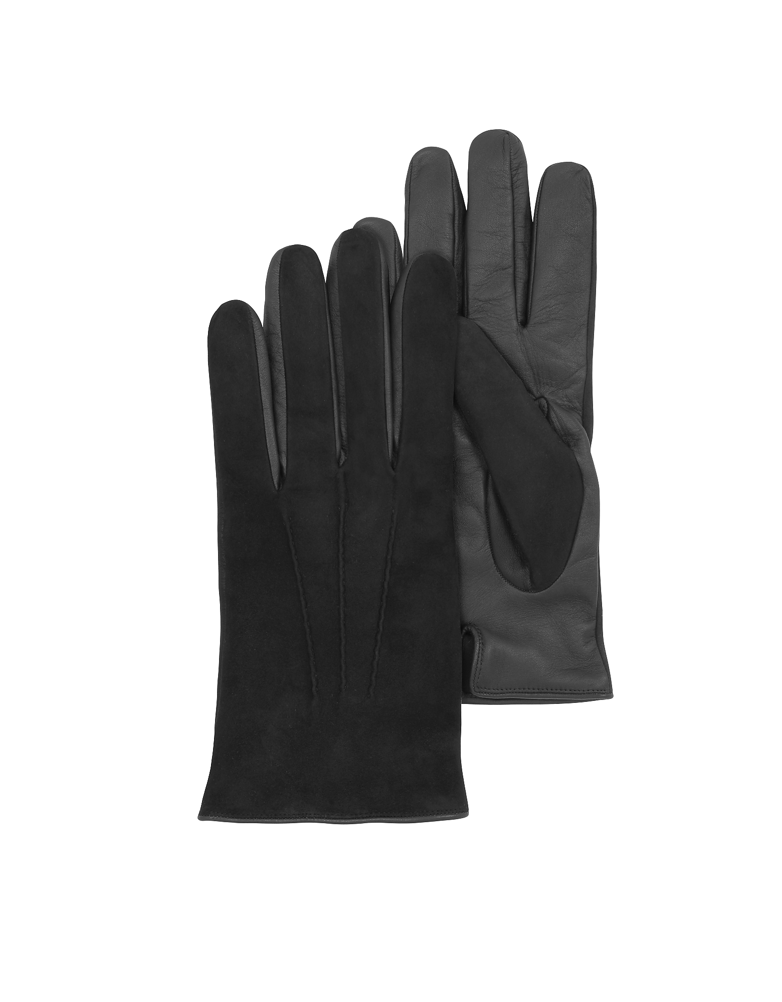 Forzieri Men's Gloves Black Touch Screen Leather Men's Gloves