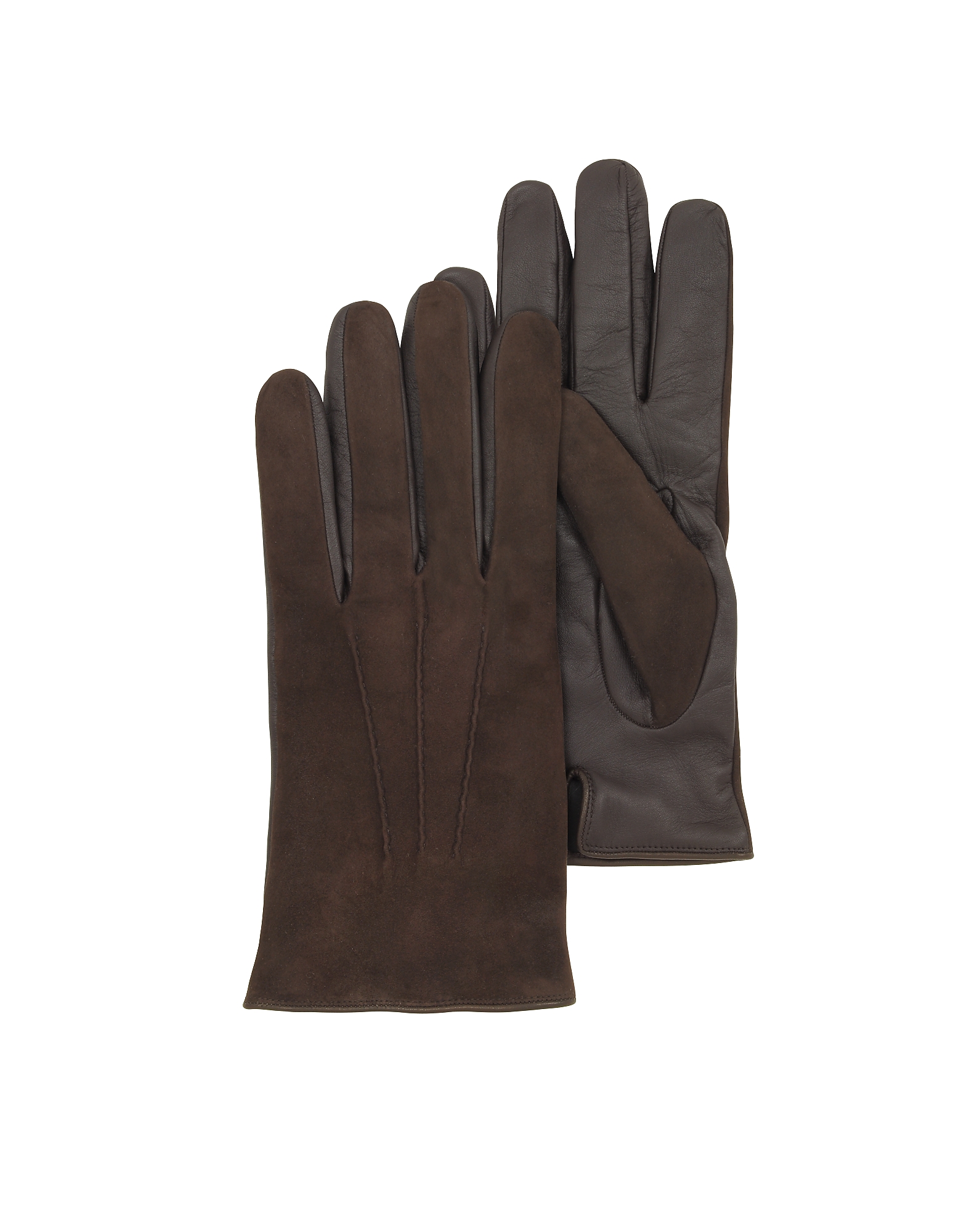 Forzieri Men's Gloves Brown Touch Screen Leather Men's Gloves