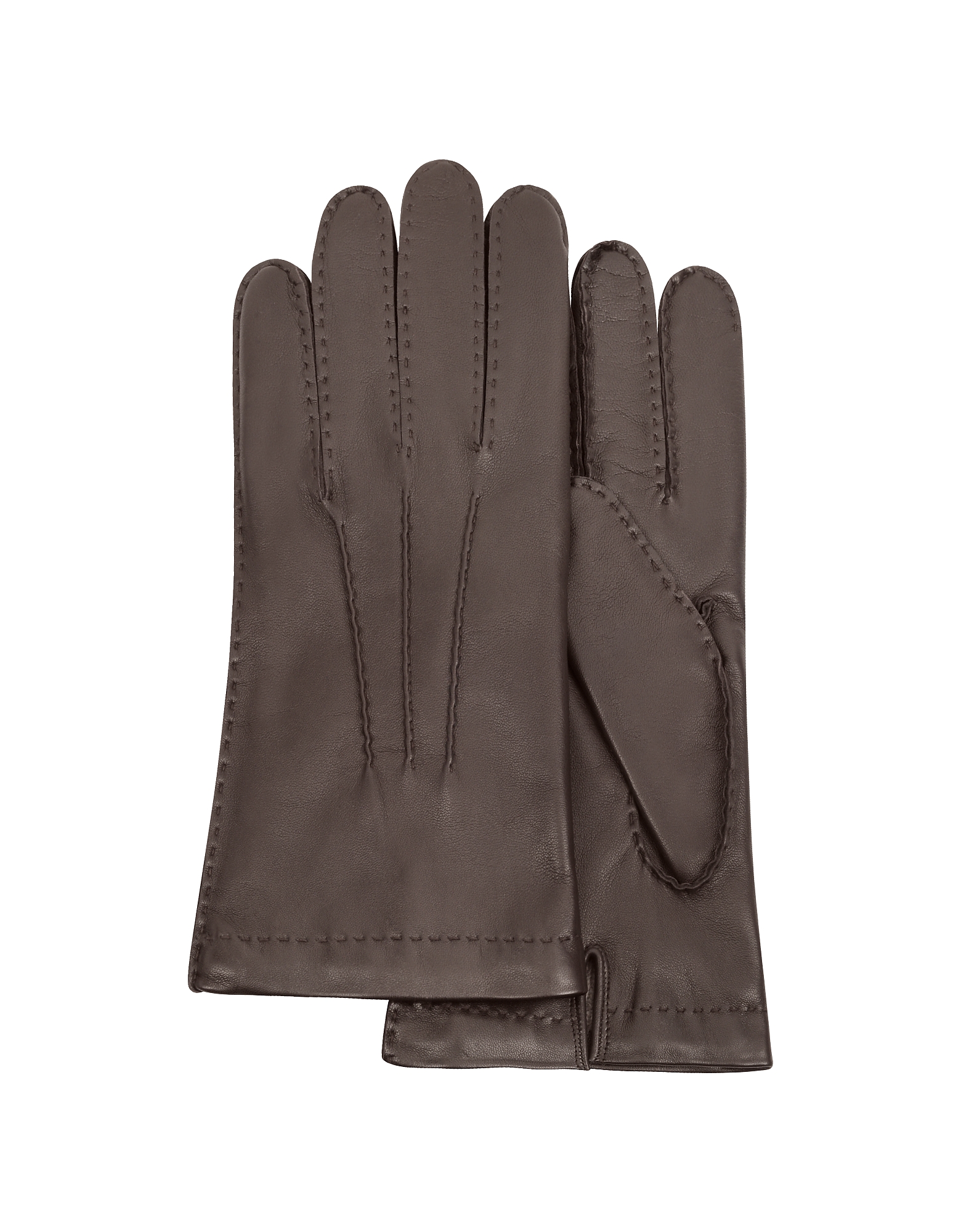 Forzieri Men's Gloves Men's Cashmere Lined Dark Brown Italian Leather Gloves