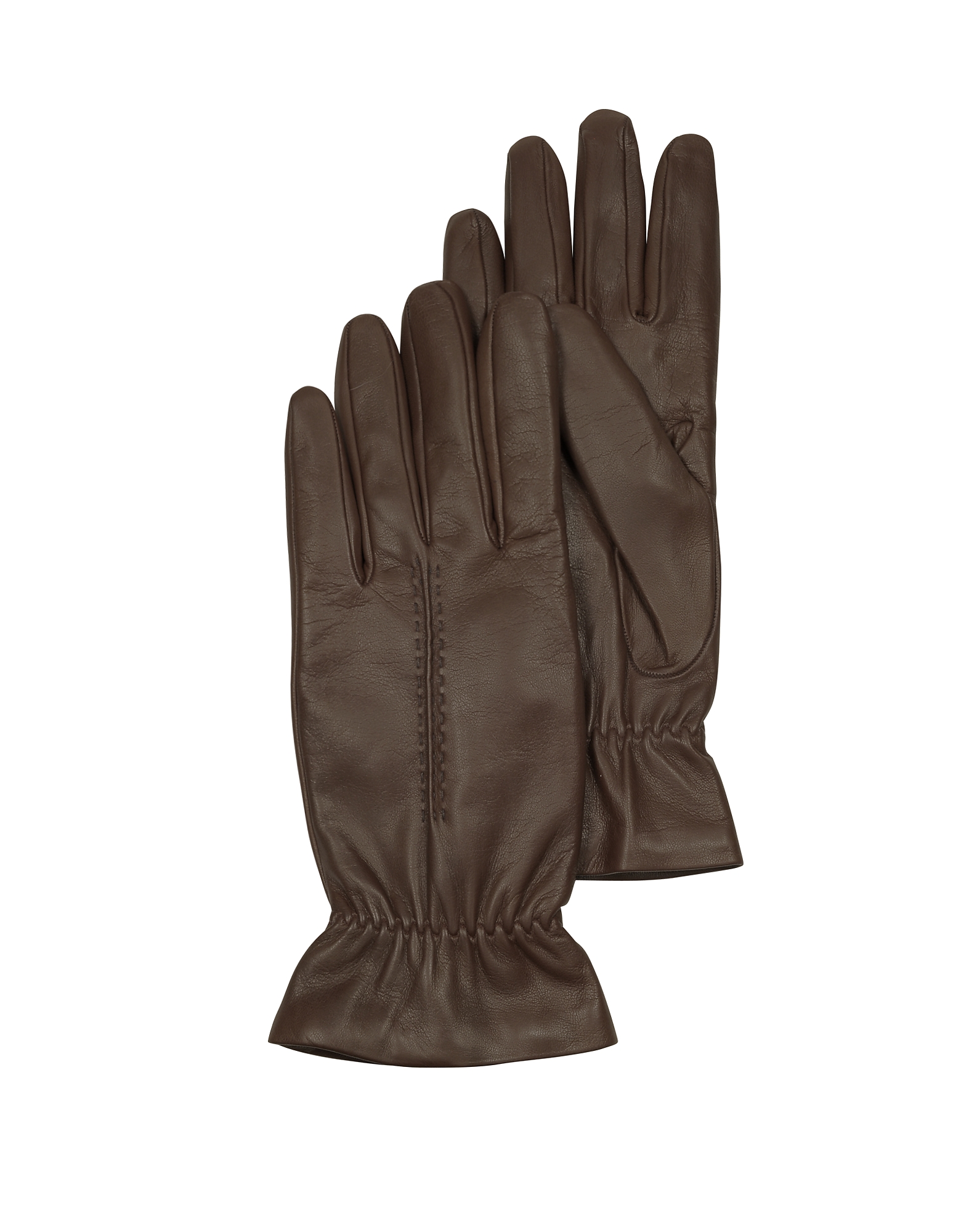 Forzieri Women's Gloves Chocolate Brown Leather Women's Gloves w/Wool Lining
