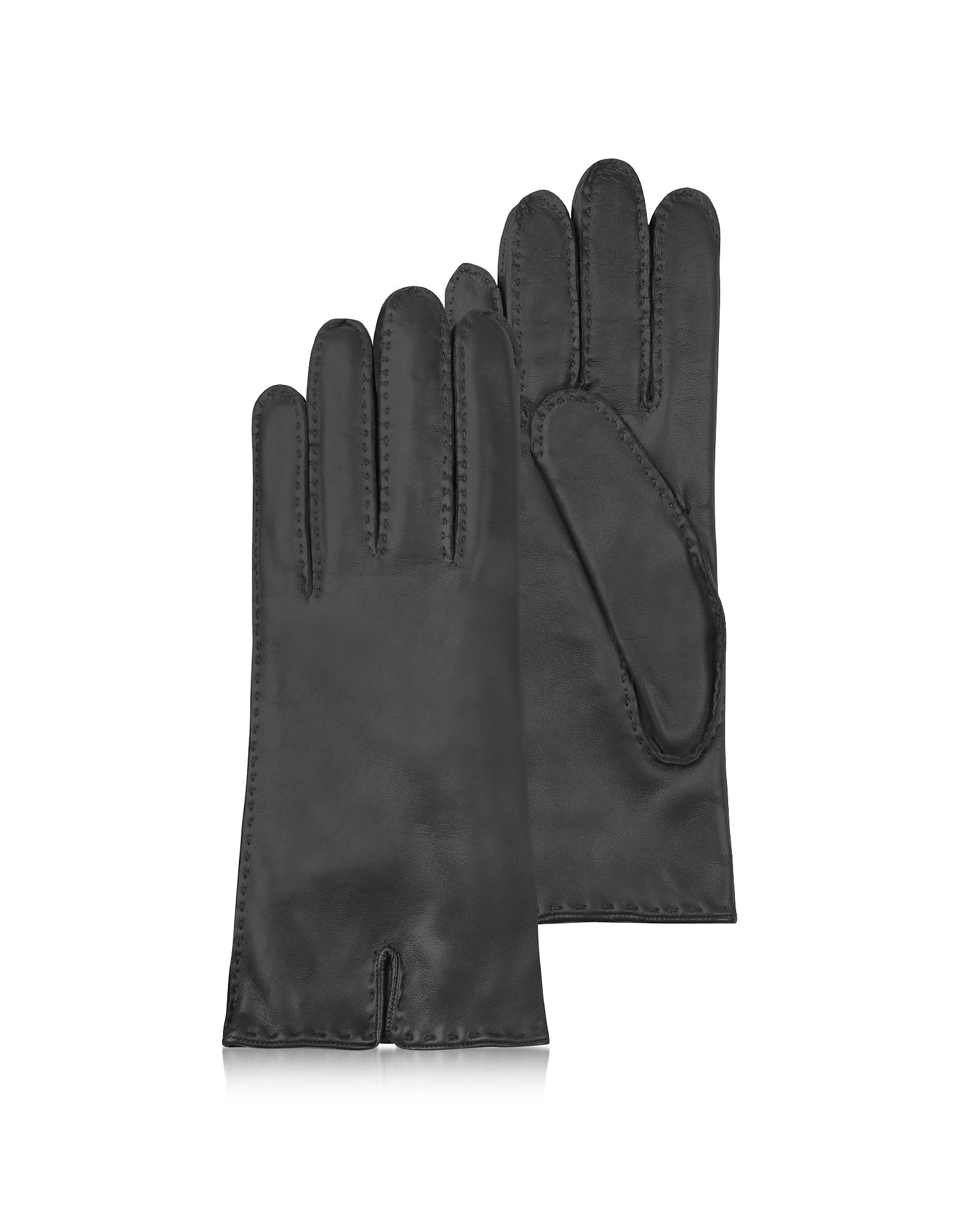 Forzieri Women's Gloves Women's Cashmere Lined Black Italian Leather Gloves