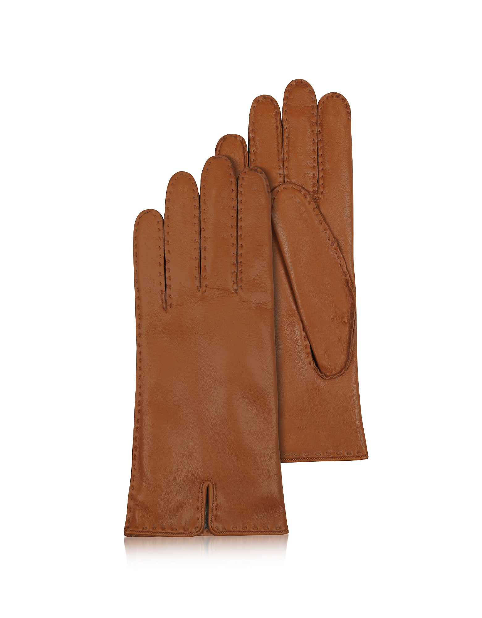 Forzieri Women's Gloves Women's Cashmere Lined Brown Italian Leather Gloves