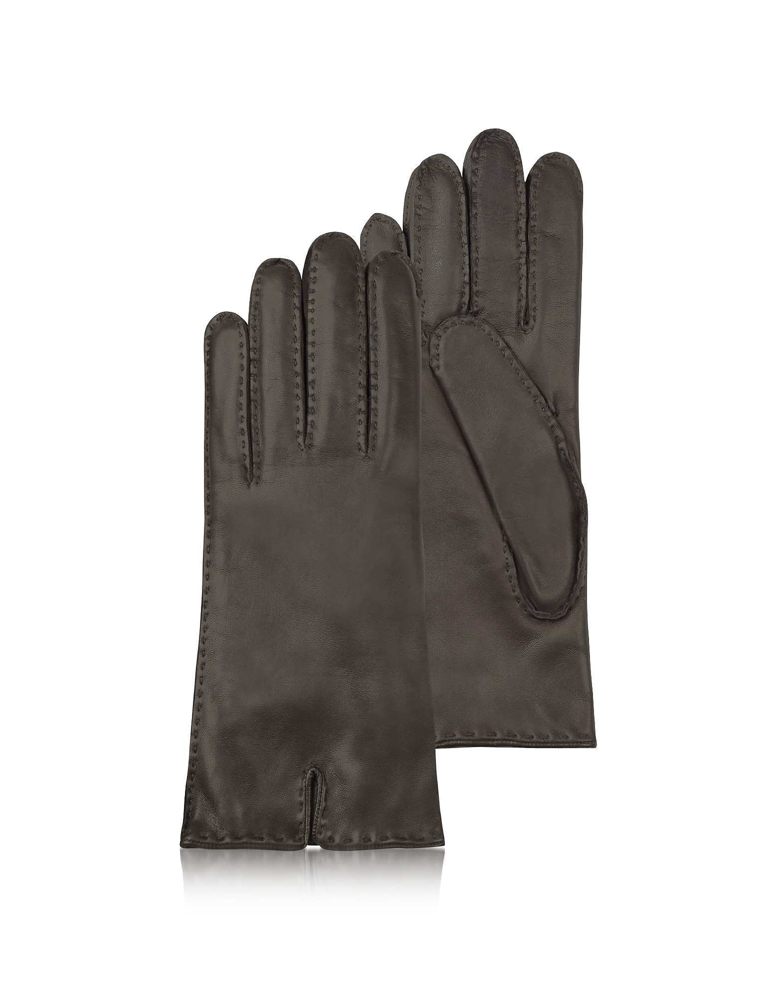 Forzieri Women's Gloves Women's Cashmere Lined Dark Brown Italian Leather Gloves