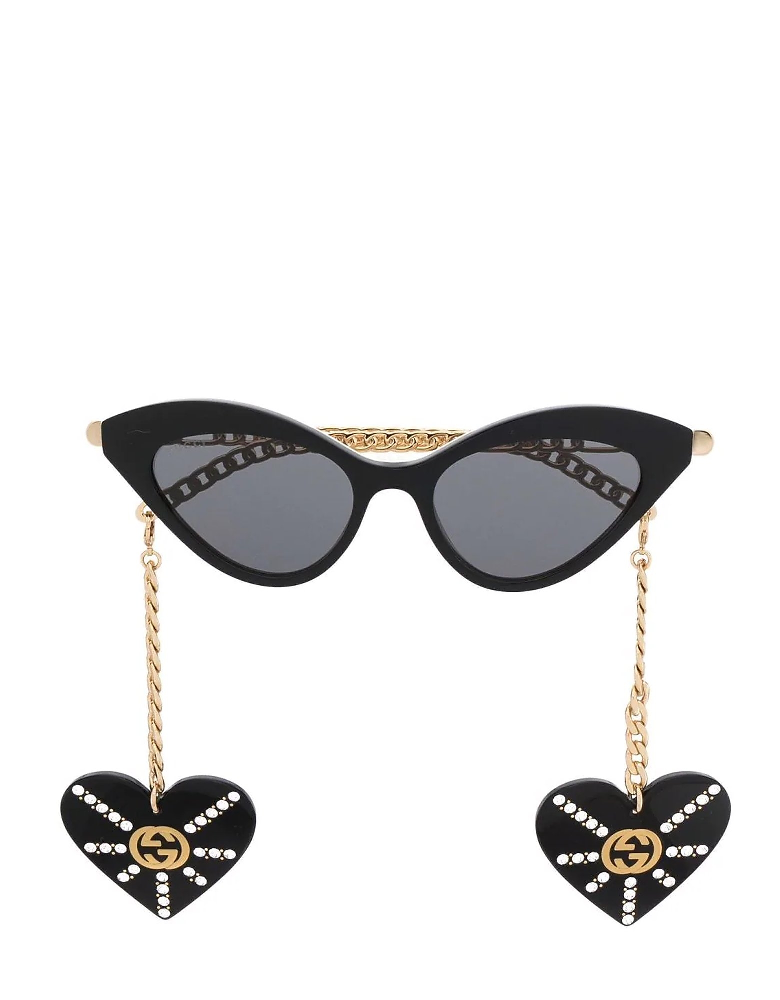 Gucci Sunglasses Black Cat-Eye frame Acetate Women's Sunglasses w/Charms
