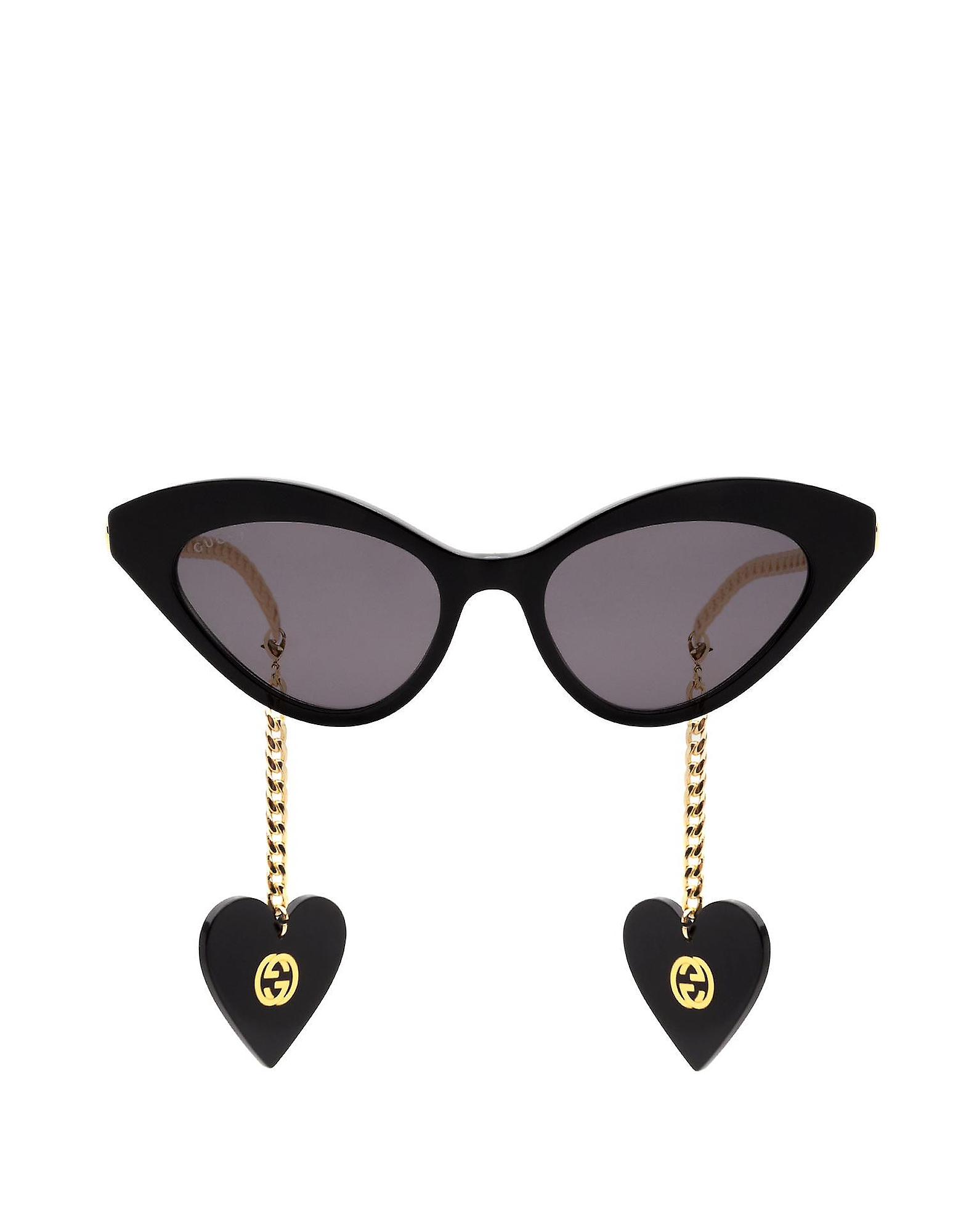 Gucci Sunglasses Black Cat-Eye frame Acetate Women's Sunglasses w/Charms