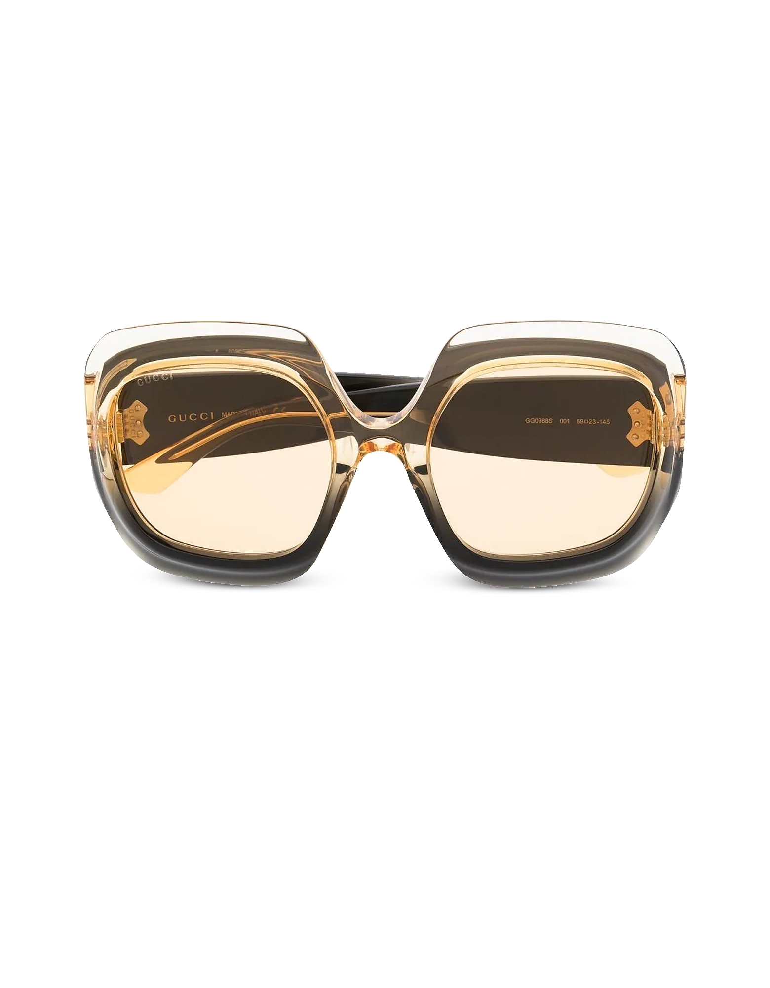 Gucci Sunglasses Black/Yellow/Transparent Square-Frame Acetate Women's Sunglasses