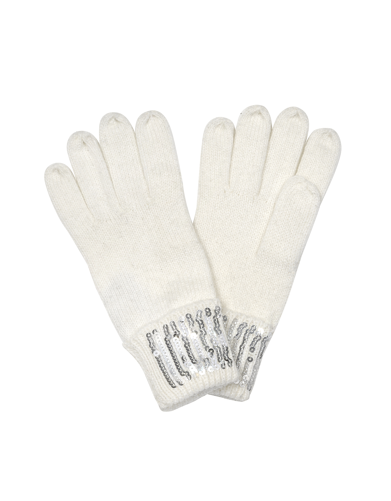 Marina D'Este Women's Gloves White Women's Gloves w/Sequins