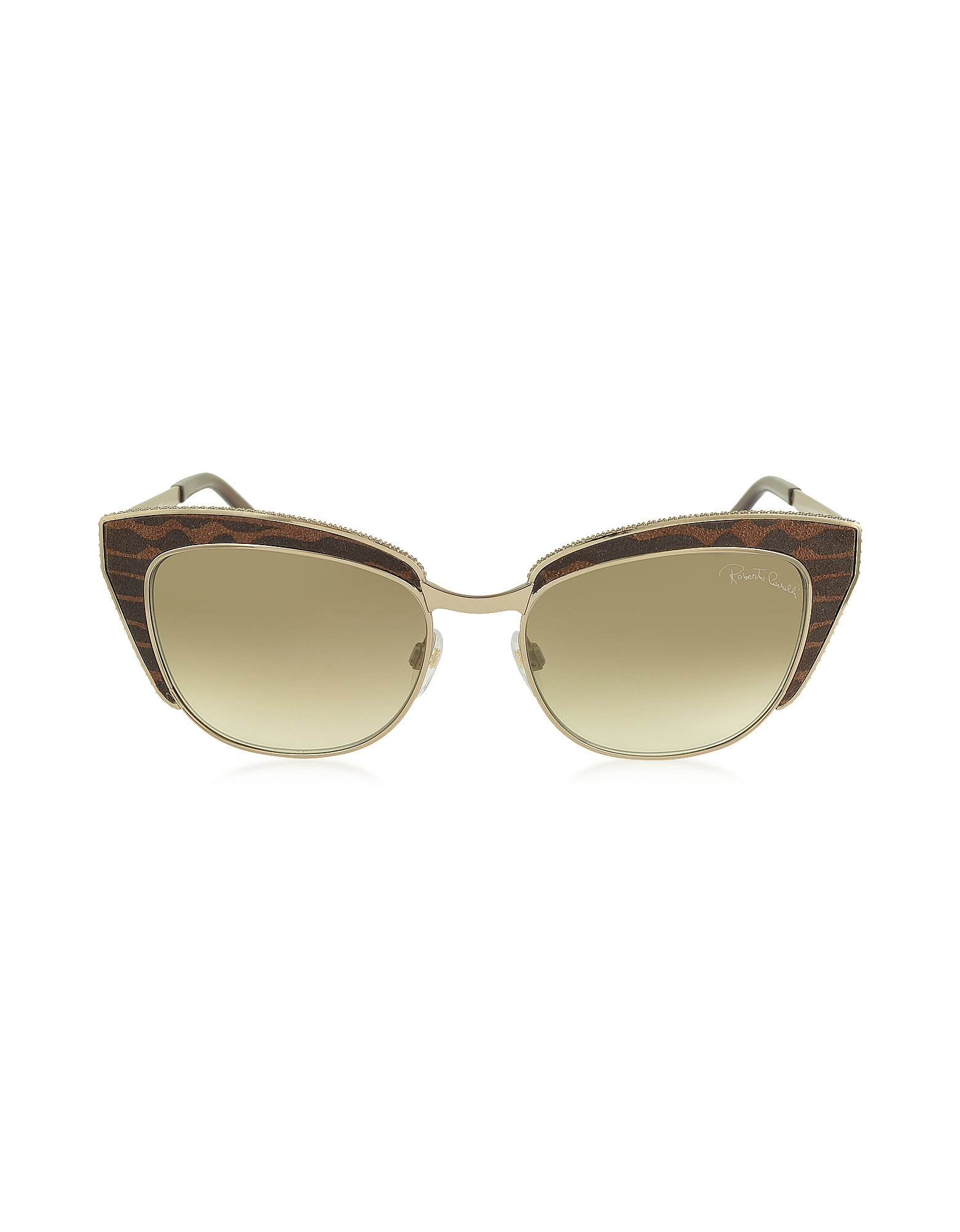 Roberto Cavalli Sunglasses SUALOCIN 973S Gold Metal and Brown Animal Print Acetate Cat Eye Sunglasses