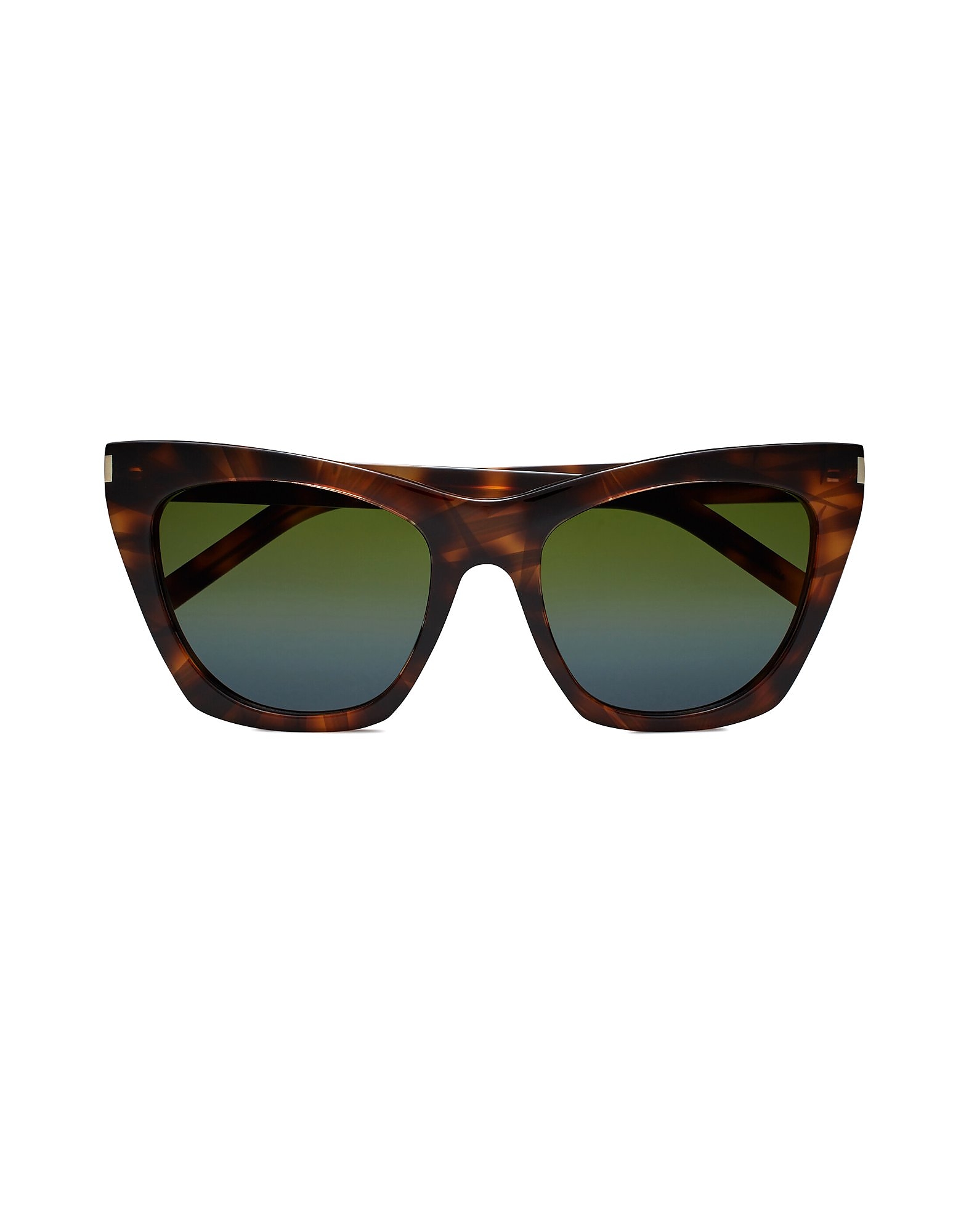 Saint Laurent Sunglasses SL 214 KATE Havana Acetate Sunglasses w/green Lens