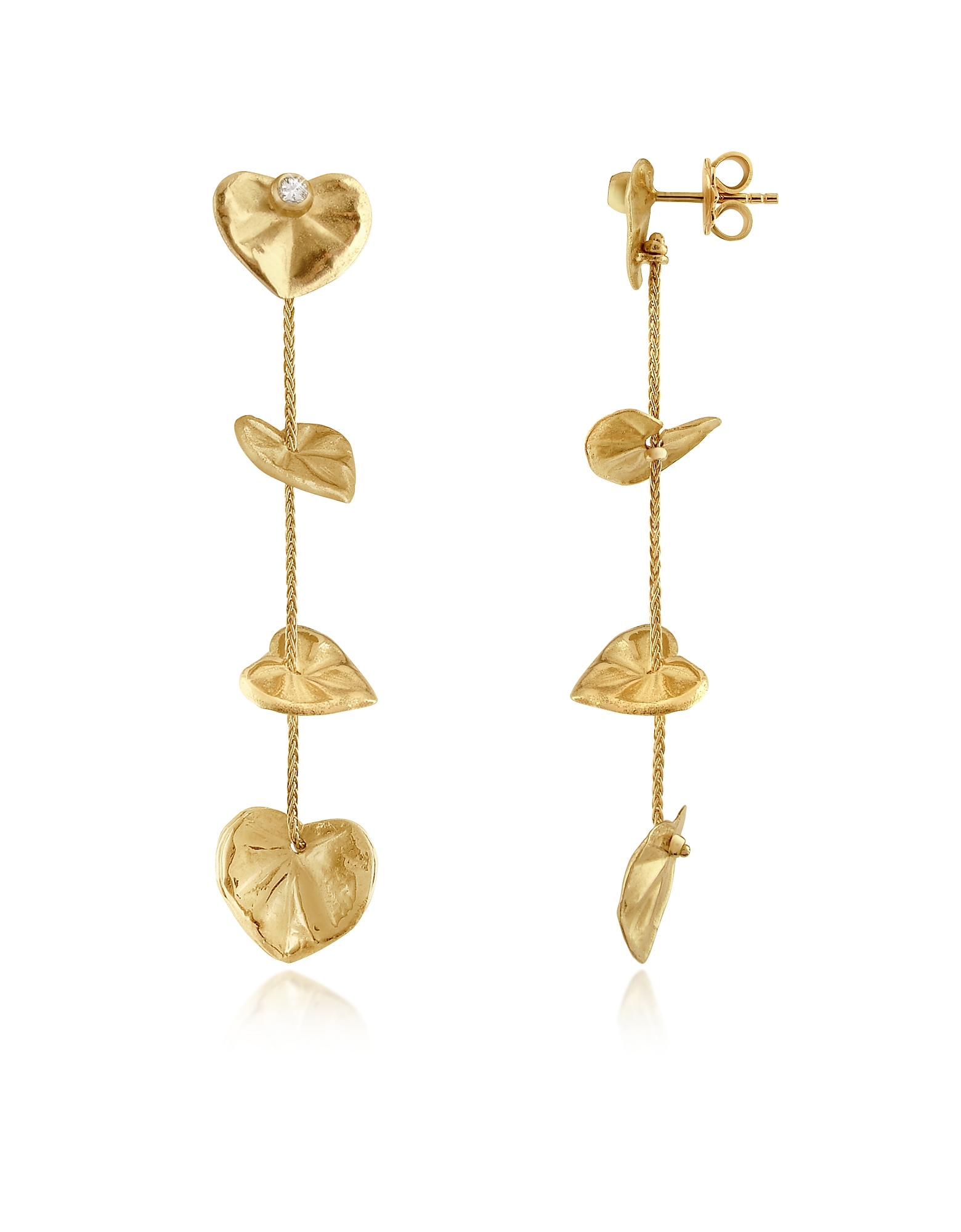 Torrini Earrings Leaf - Diamond 18K Yellow Gold Drop Earrings